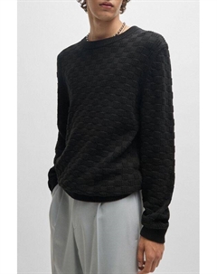 Джемпер хлопковый свободного кроя с жаккардовым узором Hugo