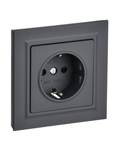 Розетка 1 пост BRITE с/з с/ш 16А в сборе графит Iek