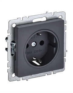Розетка 1 пост BRITE с/з б/ш 16А графит Iek