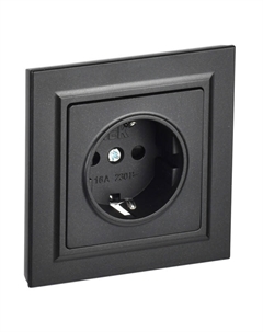 Розетка 1 пост BRITE с/з с/ш 16А в сборе черный Iek