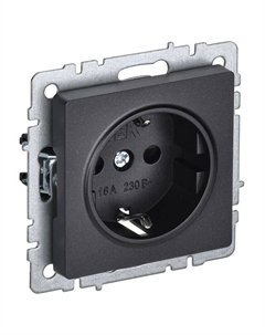 Розетка 1 пост BRITE с/з б/ш 16А черный Iek