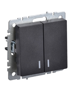 Выключатель 2-клавишный BRITE с индикацией 10А черный Iek