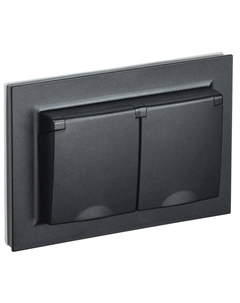 Розетка 2 поста BRITE с/з с/ш с крышкой 16А IP44 в сборе черный Iek