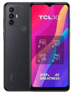 Смартфон TCL 30E, 6.52" 1600x720 IPS, MediaTek Helio G25, 3Gb RAM, 64Gb, 3G/4G, NFC, Wi-Fi, BT, 3xCam, 2-Sim, 5000 мА⋅ч, USB Type-C, Android 12, серый Tcl