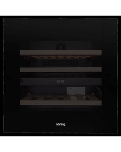 Встраиваемый винный шкаф KORTING KFW 604 DB GN, черное стекло Korting