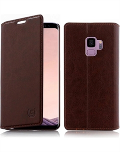 Чехол-книжка для Samsung Galaxy S9 Plus из натуральной кожи коричневого цвета Numia, синий