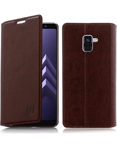 Чехол для Samsung Galaxy A8 Plus (2018) откидной чехол из натуральной кожи коричневого цвета Numia