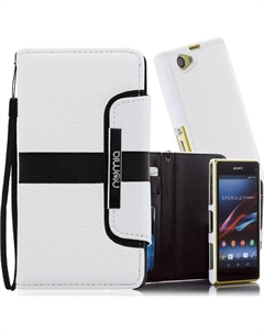 Чехол для Sony Xperia Z2 Numia Bookstyle 2 в 1 бело-черный