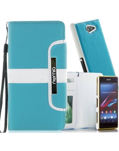 Чехол для Sony Xperia Z2 Numia Bookstyle 2 в 1 бирюзово-белый