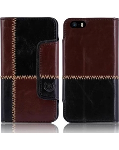 Чехол для Apple Iphone 5C numia в стиле книги с узором шва черный и коричневый Numia