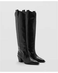 Женские ковбойские кожаные сапоги, черный Mango