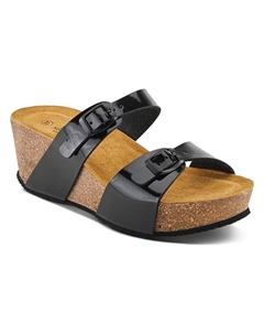 Босоножки на танкетке Bynum, black patent Spring step