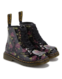 Детские ботинки для малышей 1460, black roses Dr. martens