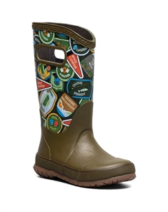Детские водонепроницаемые резиновые сапоги для малышей/младших/больших детей, army green/multi Bogs°