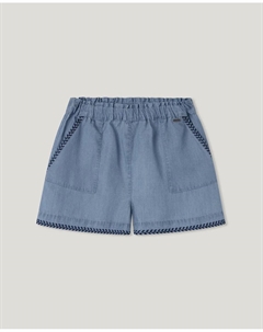 Джинсовые шорты для девочек с эластичным поясом, светло-голубой Pepe jeans