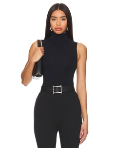 Балетный бесшовный боди с имитацией водолазки и стрингами, black Commando