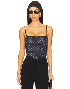 Классический принт прямой комбинезон на бретелях, black & white polka dot Commando