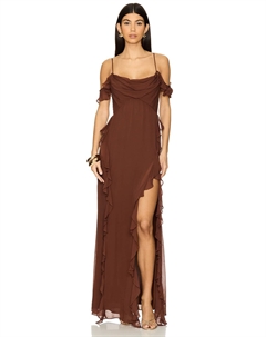 Макси-платье Blair с оборками и капюшоном, cocoa Shona joy