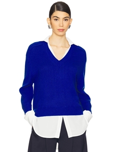 Пуловер с V-образным вырезом и слоями, lapis blue & salt white Brochu walker