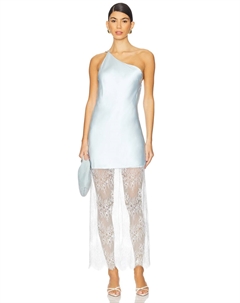 Макси-платье с одним плечом и кружевами в стиле лабиринта, pale blue Shona joy