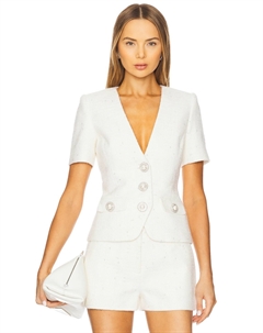 Топ из твида Makenna Retrofete, white & silver