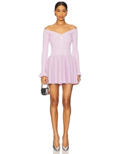 Мини-платье из рубчатого трикотажа, pink Self-portrait