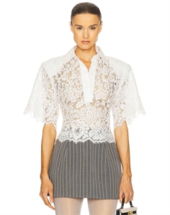 Кружевная рубашка с плечевыми накладками, white Helsa