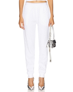 Джоггеры "вафельная" ткань на термоклею, white Alexander wang