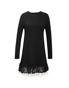 Шерстяное женское платье-двойка, черный Deep breath