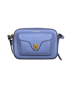 Женская сумка кожаная через плечо с замочком, голубой Coccinelle