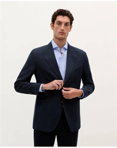 Мужской приталенный блейзер с пуговицами на рукавах, тёмно-синий Scalpers