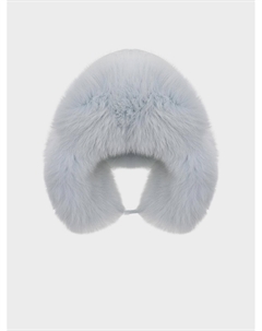 Шапка ушанка с меховой отделкой, голубая Yves salomon