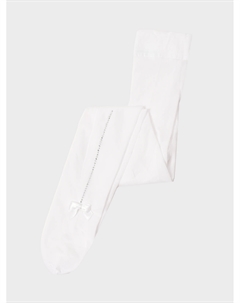 Колготки с бантом из стразов, белые Story loris
