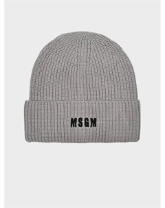 Шапка с черным лого, серая Msgm