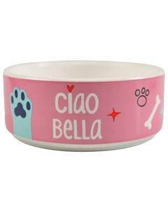 Миска для собак Чао Белла керамическая, розовая 420мл Mr.kranch