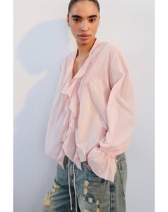 Блузка хлопковая на завязках с воланами Befree