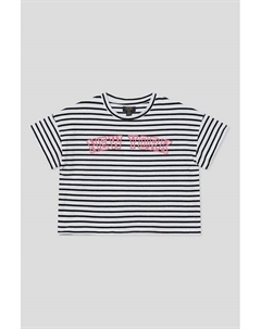 Футболка хлопковая в полоску с принтом Ovs