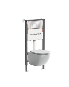 Подвесной унитаз с инсталляцией Forma CN3009_121002CH, кнопка хром глянцевый Ceramica nova