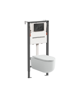 Подвесной унитаз с инсталляцией Ulma CN4006_121001MB, кнопка черная матовая Ceramica nova