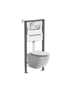 Подвесной унитаз с инсталляцией Forma CN3009_121001CH, кнопка хром глянцевый Ceramica nova