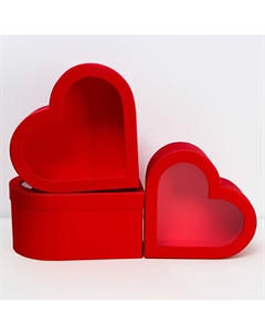 Набор подарочных коробок с окном 3 в 1 сердца l:28.5×26.3×13 m:26×24×11.5 s:23.5×21.5×10 см Upak land