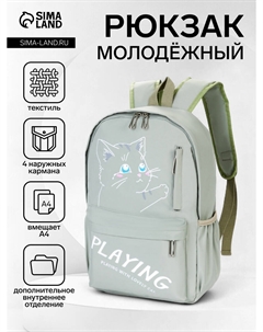 Рюкзак школьный на молнии, с карманами, с принтом, размер 28×11×43 см, зеленый Nobrand