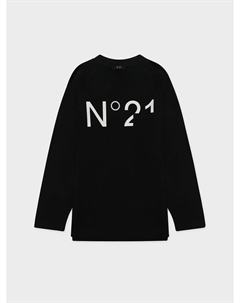 Лонгслив с белым лого, черный No21
