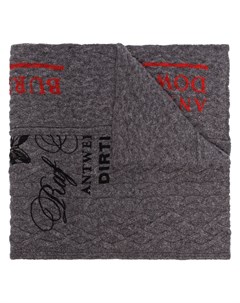 Raf simons шарф фактурной вязки с надписью один размер серый Raf simons