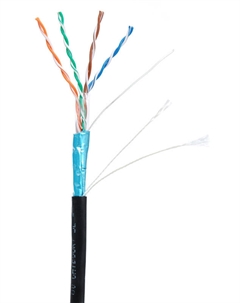 Кабель витая пара FTP 5e кат. 4 пары EC-UF004-5E-PE-BK-1 (Класс D), 100МГц, одножильный, BC (чистая медь), внешний, PE до -40C, черный, 100м Netlan