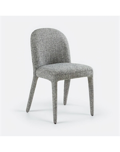 Стул для кухни с высокой спинкой и обивкой из рогожки серый Laredoute