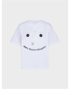 Футболка с принтом "смайл", белая Mm6