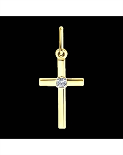 Подвеска из желтого золота с бриллиантом выращенным Sokolov