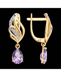 Серьги из золота с аметистами и фианитами Sokolov