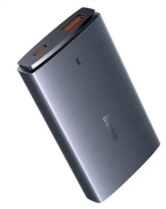 Зарядное устройство сетевое Baseus CCGAN65S5-OE CCGP150113 GaN5 Pro Ultra-Slim Fast Charger C+U 65W Gray + Кабель Type-C to Type-C 100W 1m Black (для
